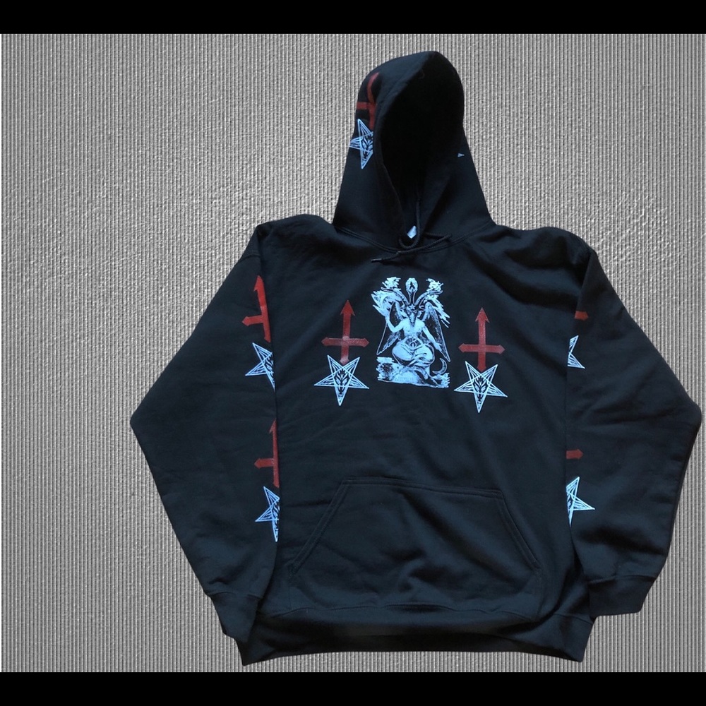 Baphomet hoodie EXTRA LARGE Size hail Satan inverted crosses
